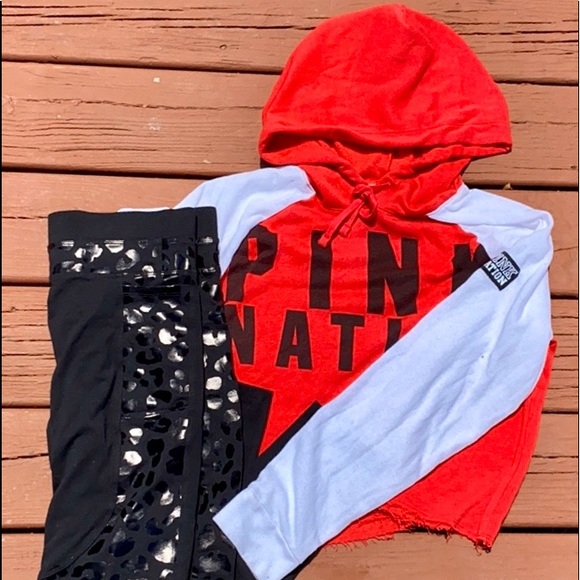 HTF RARE PINK VS Ultimate Yoga Pant/Hoodie Set NEW & Maroon Cheetah Pullover